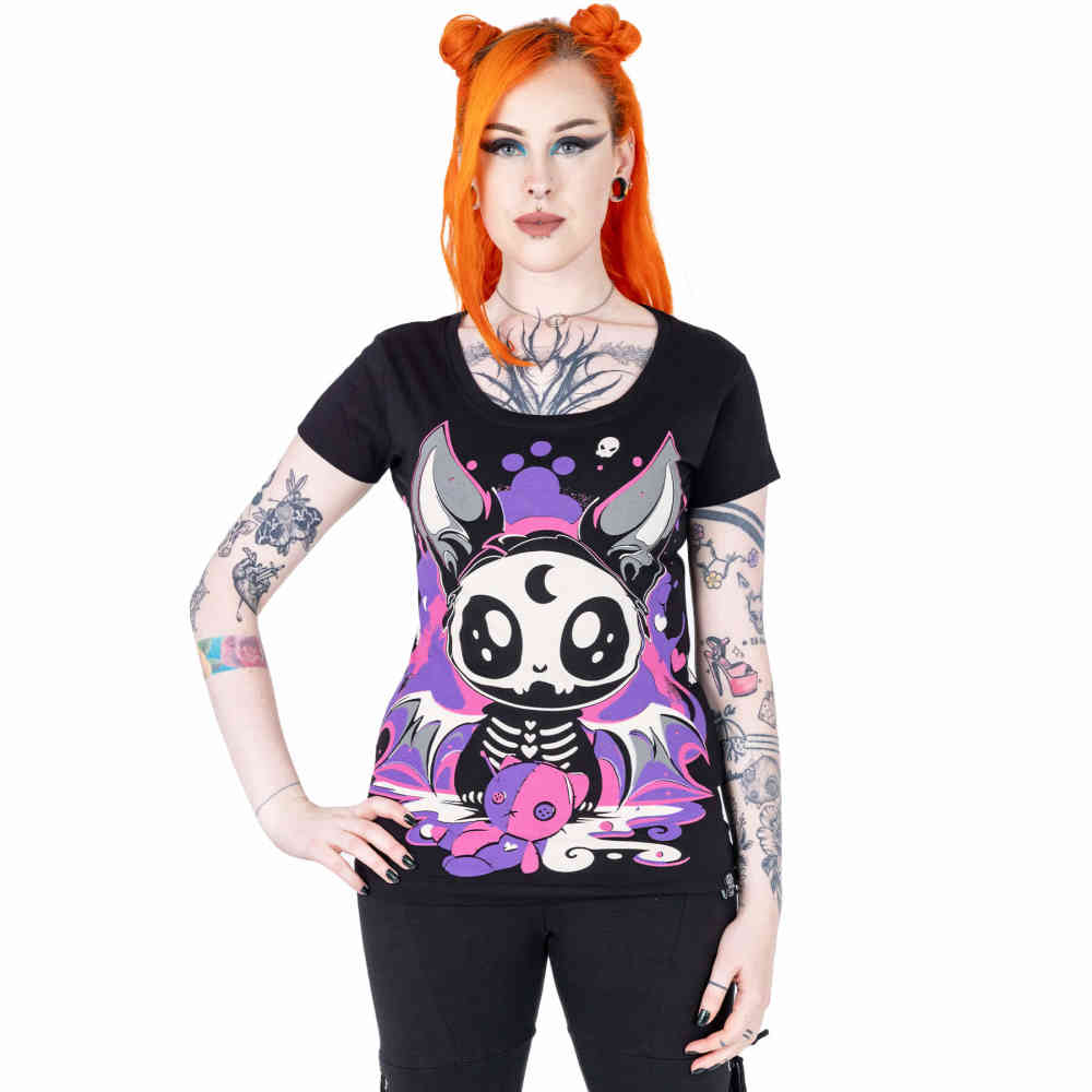 Cupcake Cult - Bat Doll Tshirt Femme - Noir